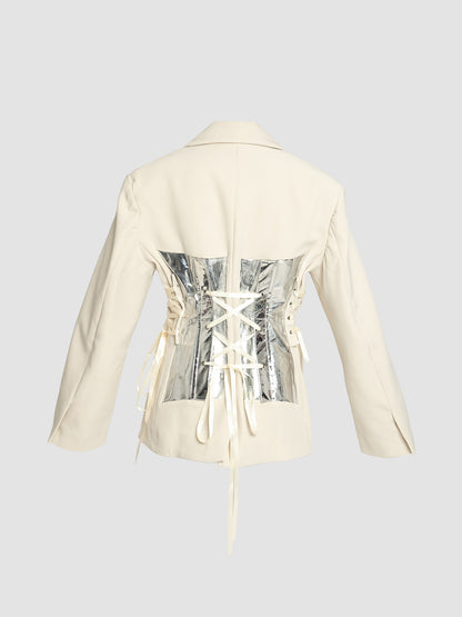 Eggshell Tailored Suit with Inserted Corset Panels