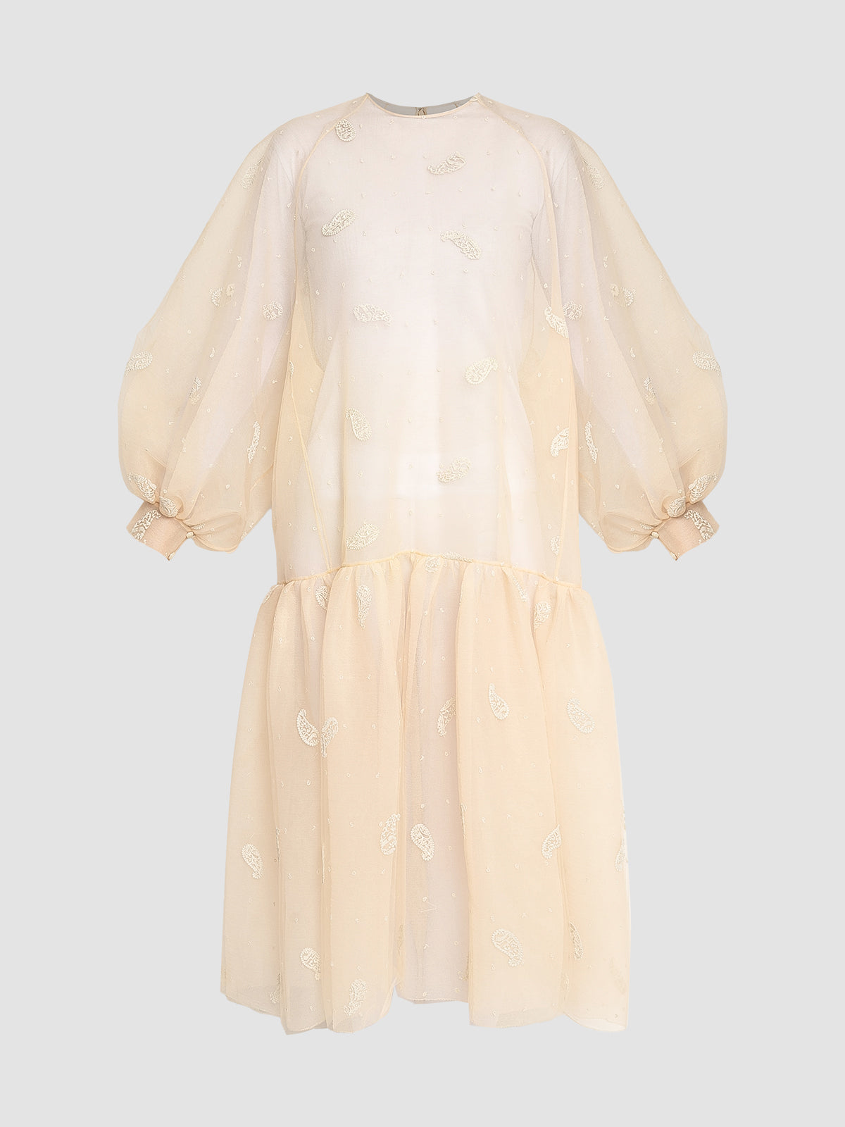 Oyster Paisley Raglan Puff Sleeve Dress