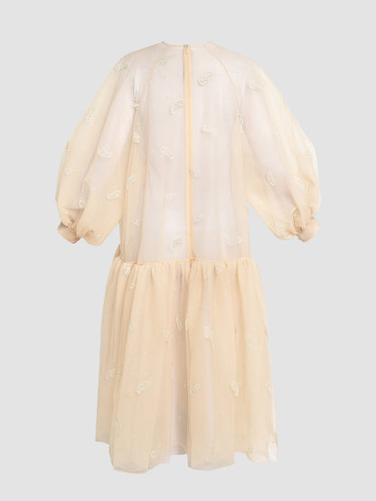 Oyster Paisley Raglan Puff Sleeve Dress