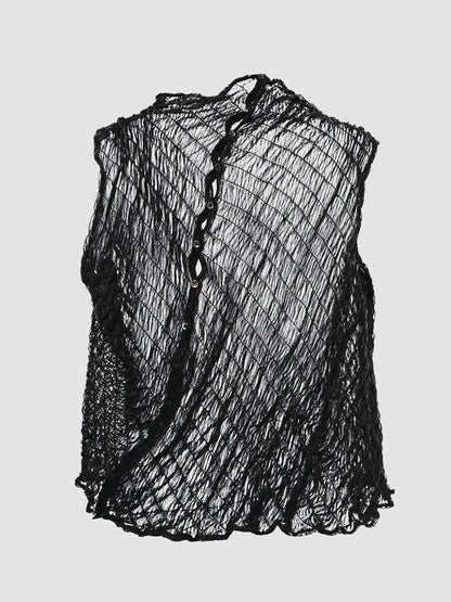 Black Slanted Gorden Layered Cheongsam Top