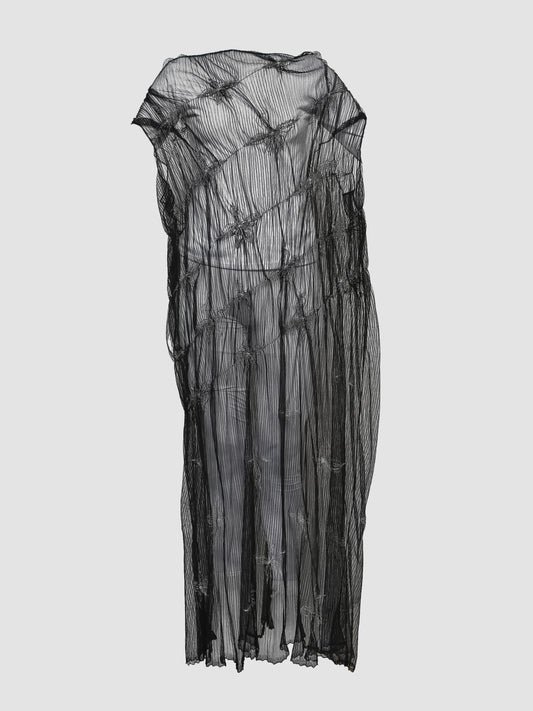 Black w/Silver Embroidery Sheer Gorden Cheongsam Dress