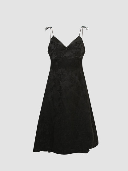 Black Camisole Jacquard Dress with Double Front Panels