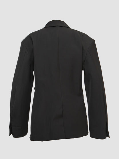 Black Tailored Double Breasted Suit with Distressed Side Slit