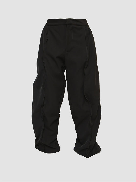Black Tailored Nylon Pants w/ Inserted Wires