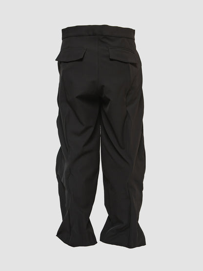 Black Tailored Nylon Pants w/ Inserted Wires
