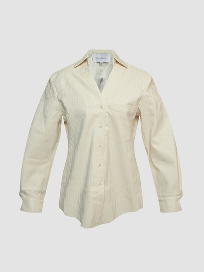 Butter Tailored Shirt Jacket with Striped Crinkled Texture