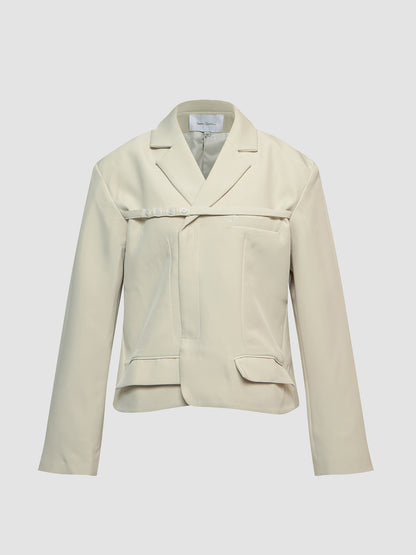 Eggshell Tailored Cropped Jacket w/Emblished Straps
