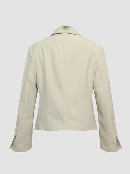 Eggshell Tailored Cropped Jacket w/Emblished Straps