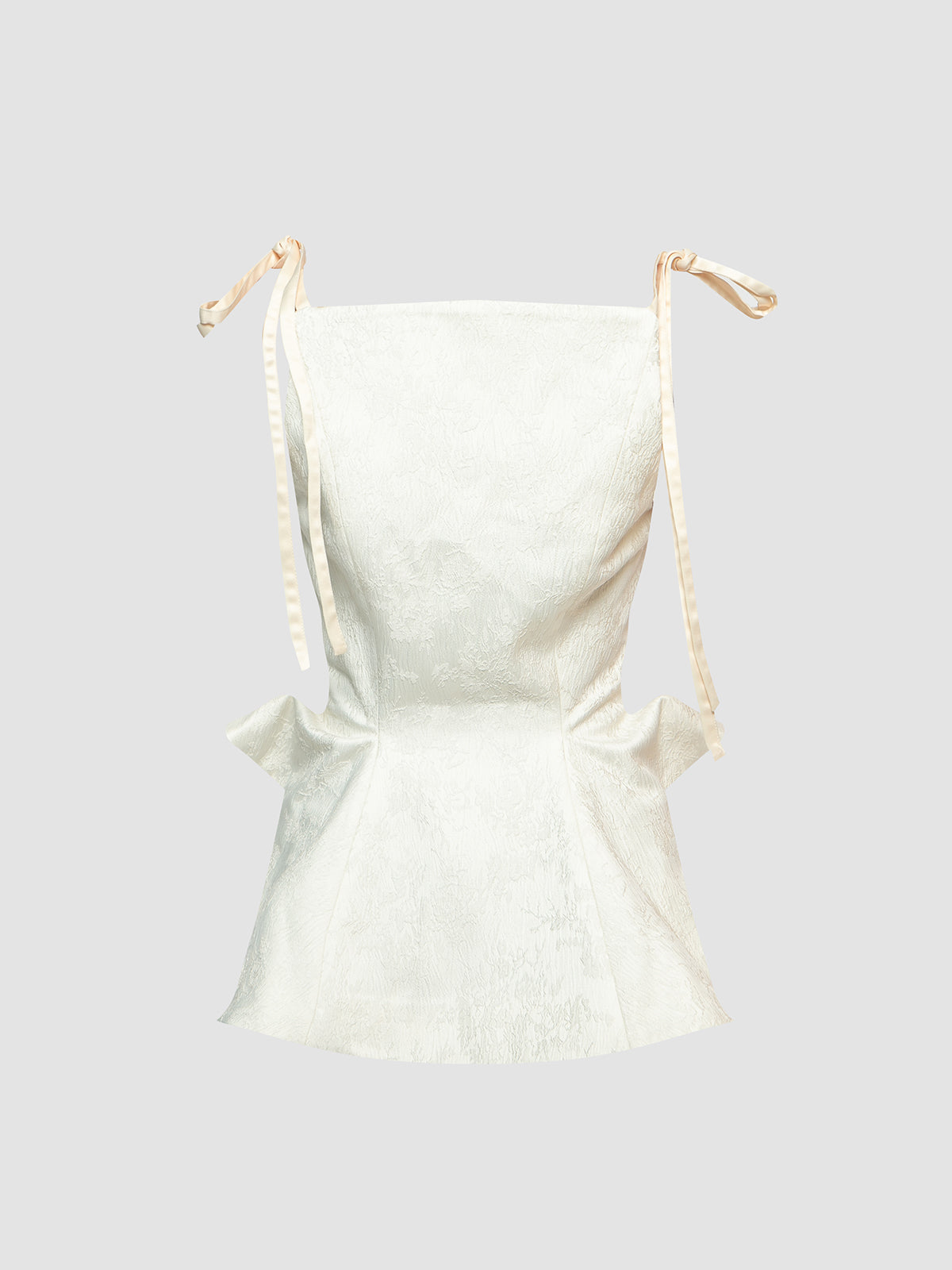 White Jacquard Tank Top with Embroidery Details
