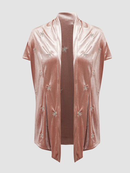 Pink with Sage Embroidery Cap Sleeved Kebaya Encim