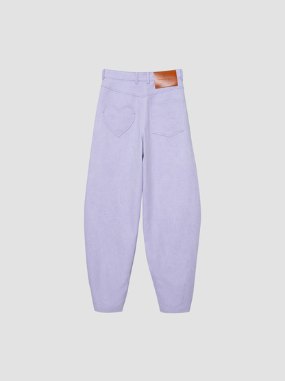 Lilac Denim Pleated Cocoon Denim Trousers