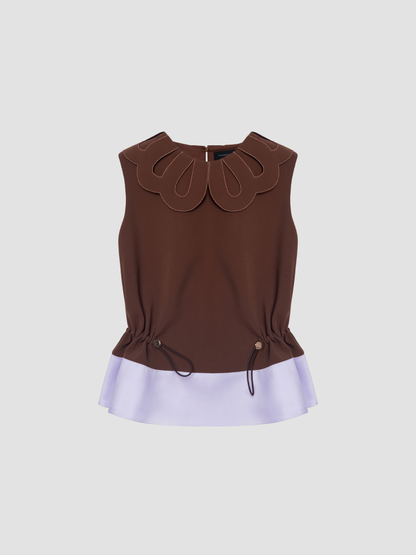 Russet & Lilac Petal Collar Drawstring Top
