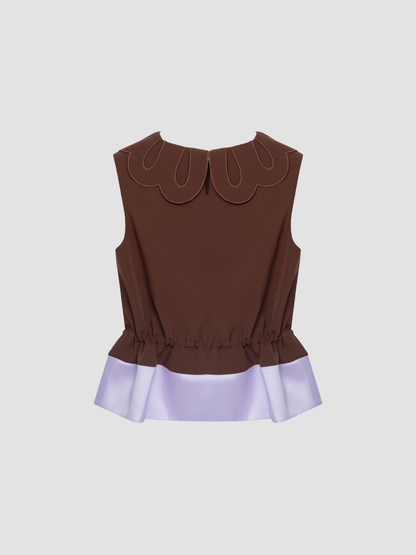 Russet & Lilac Petal Collar Drawstring Top