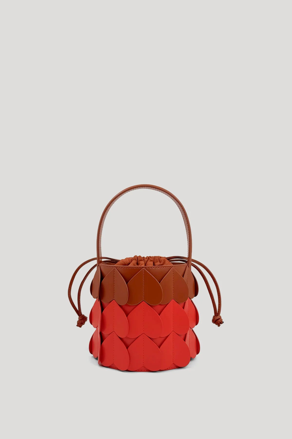 Tan Cinnabar Red Whirlpool Bucket Bag