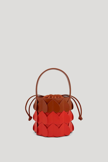 Tan Cinnabar Red Whirlpool Bucket Bag