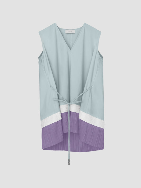 Mikoshi Blouse In Sky Blue with Lavender Pleats