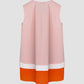 Coral pink Mikoshi blouse with orange pleats