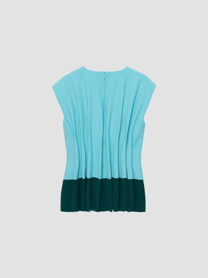 Cadet Blue & Sacramento Two-Tone Pleated Top