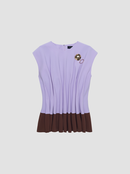Lilac & Russet Two Tone Pleated Top