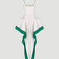 Kabuki Dress In Crincle White/ Emerald Green
