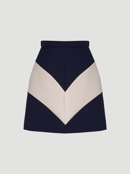 Dark blue-beige Daruma two-toned mini skirt