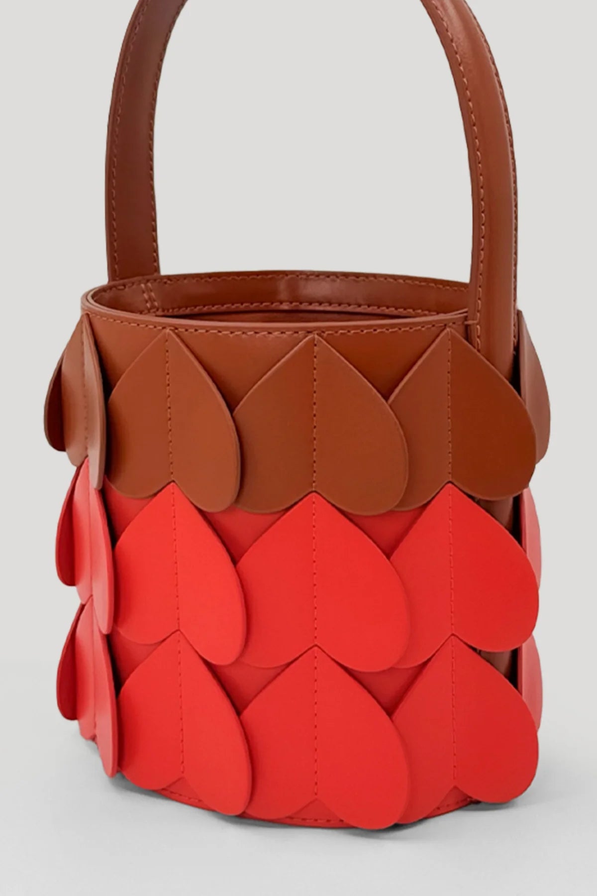 Tan Cinnabar Red Whirlpool Bucket Bag