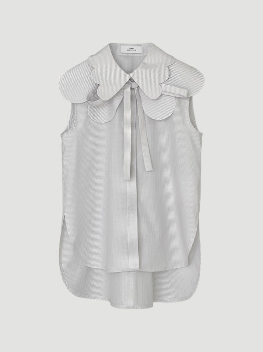 Amazake Sleeveless Shirt In Grey Stripes