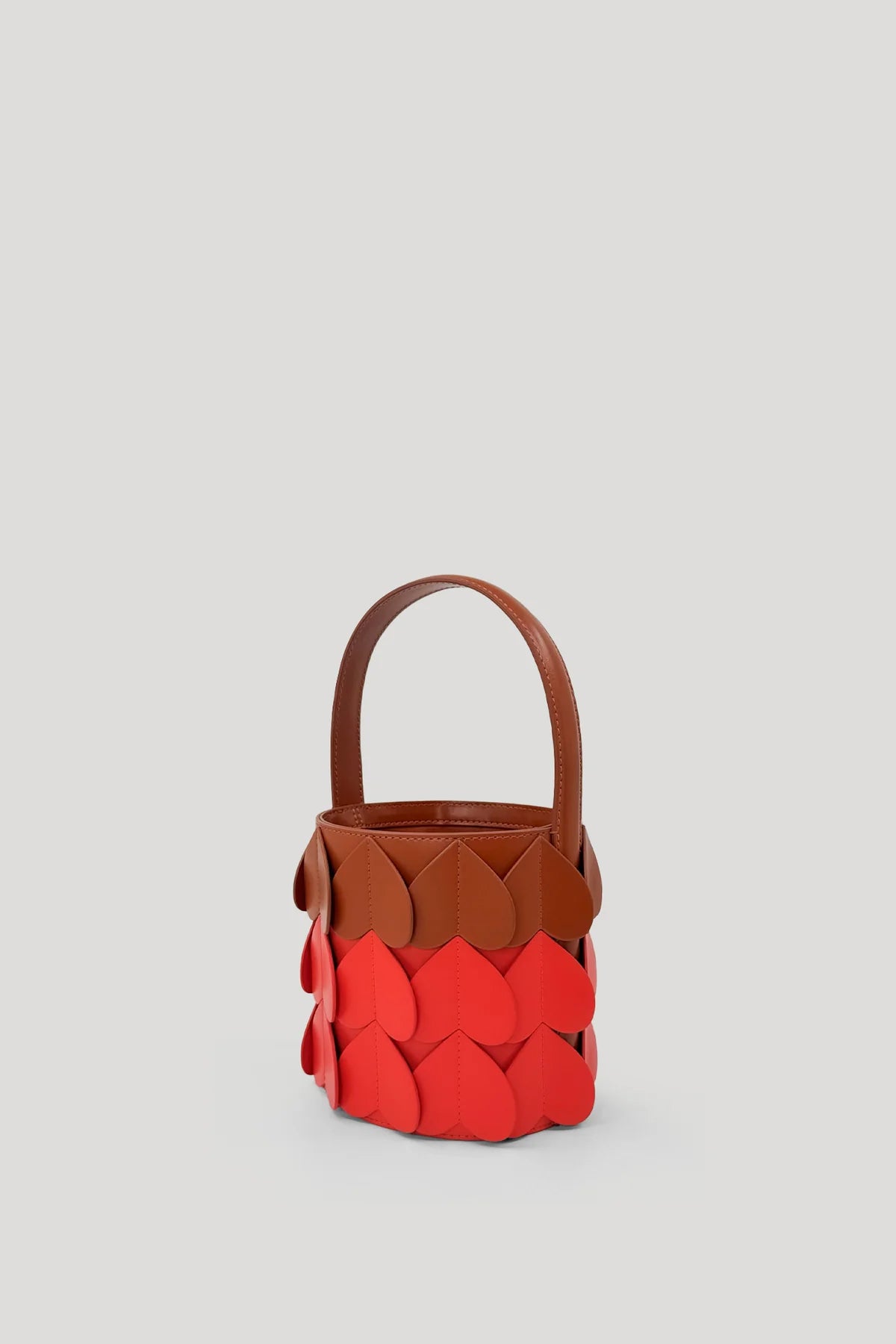 Tan Cinnabar Red Whirlpool Bucket Bag