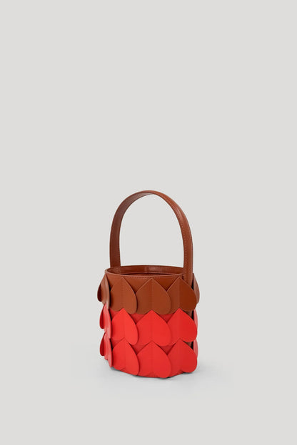 Tan Cinnabar Red Whirlpool Bucket Bag