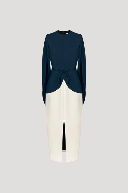 Teal Blue & Bone White Suzumushi Dress