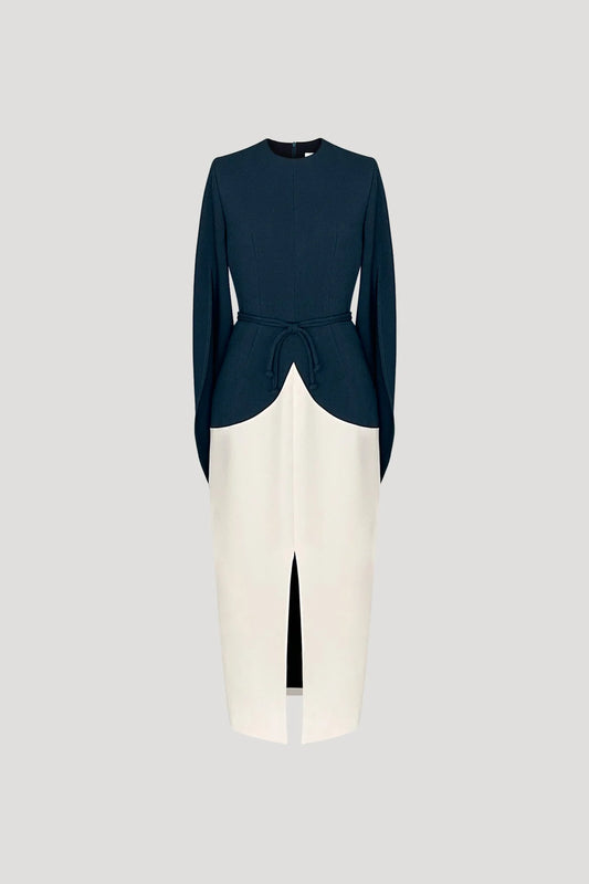 Teal Blue & Bone White Suzumushi Dress