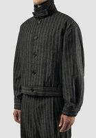 Grey stripe padded wool jacket