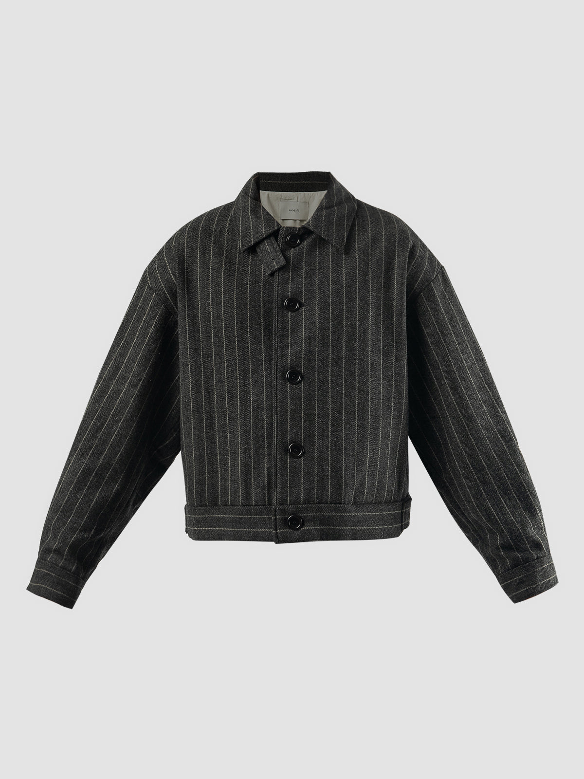 Grey stripe padded wool jacket