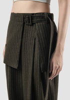 Brown stripe belted apron skirt
