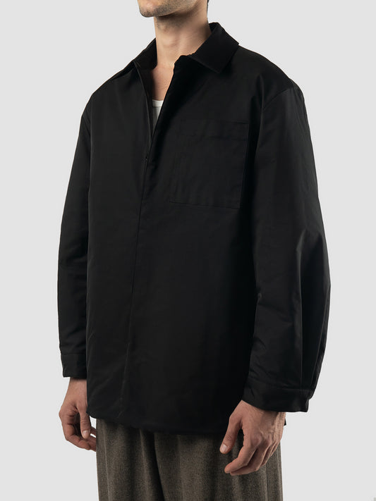 Black reversible quilted shirt jacket