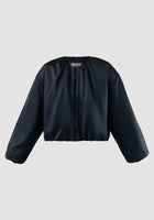Navy Silky padded cropped jumper
