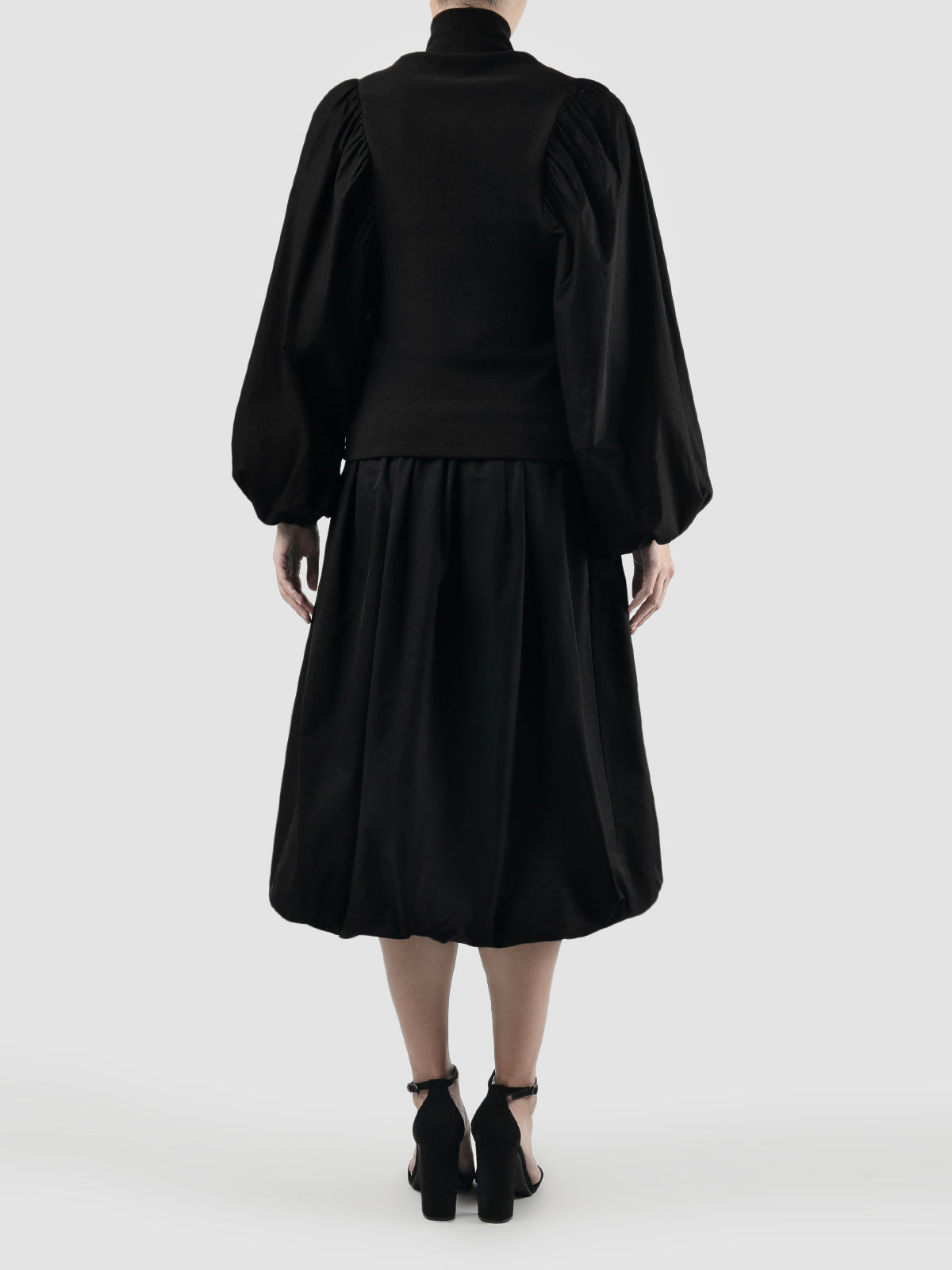 Black ribbed mock neck zip up jacket