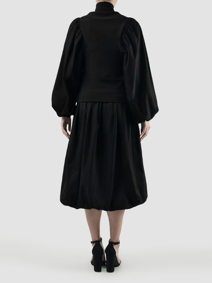 Black ribbed mock neck zip up jacket