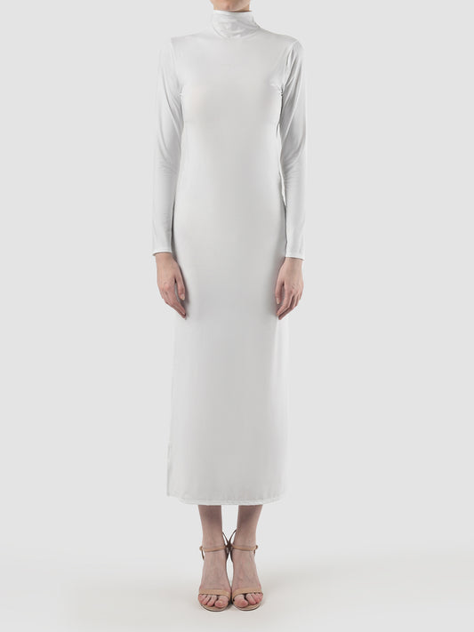 White turtleneck long dress