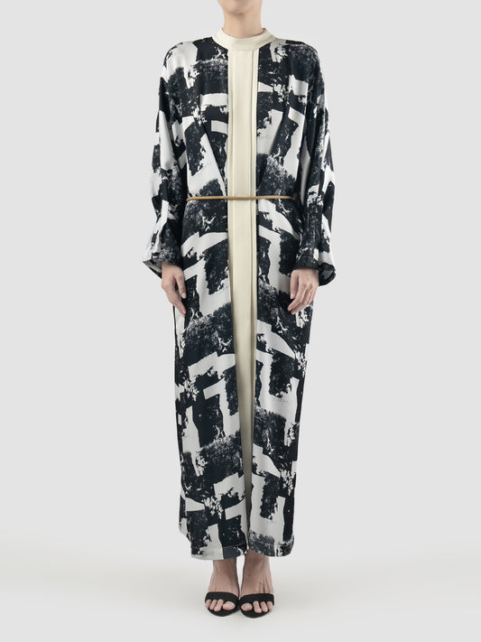 Black Dove maxi dress with abstract cloud print