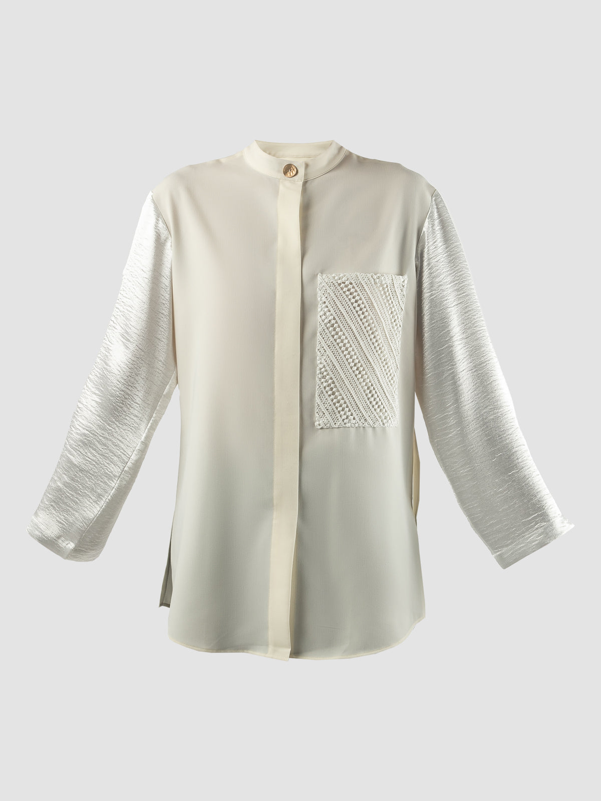 White Jinia blouse with lace pocket