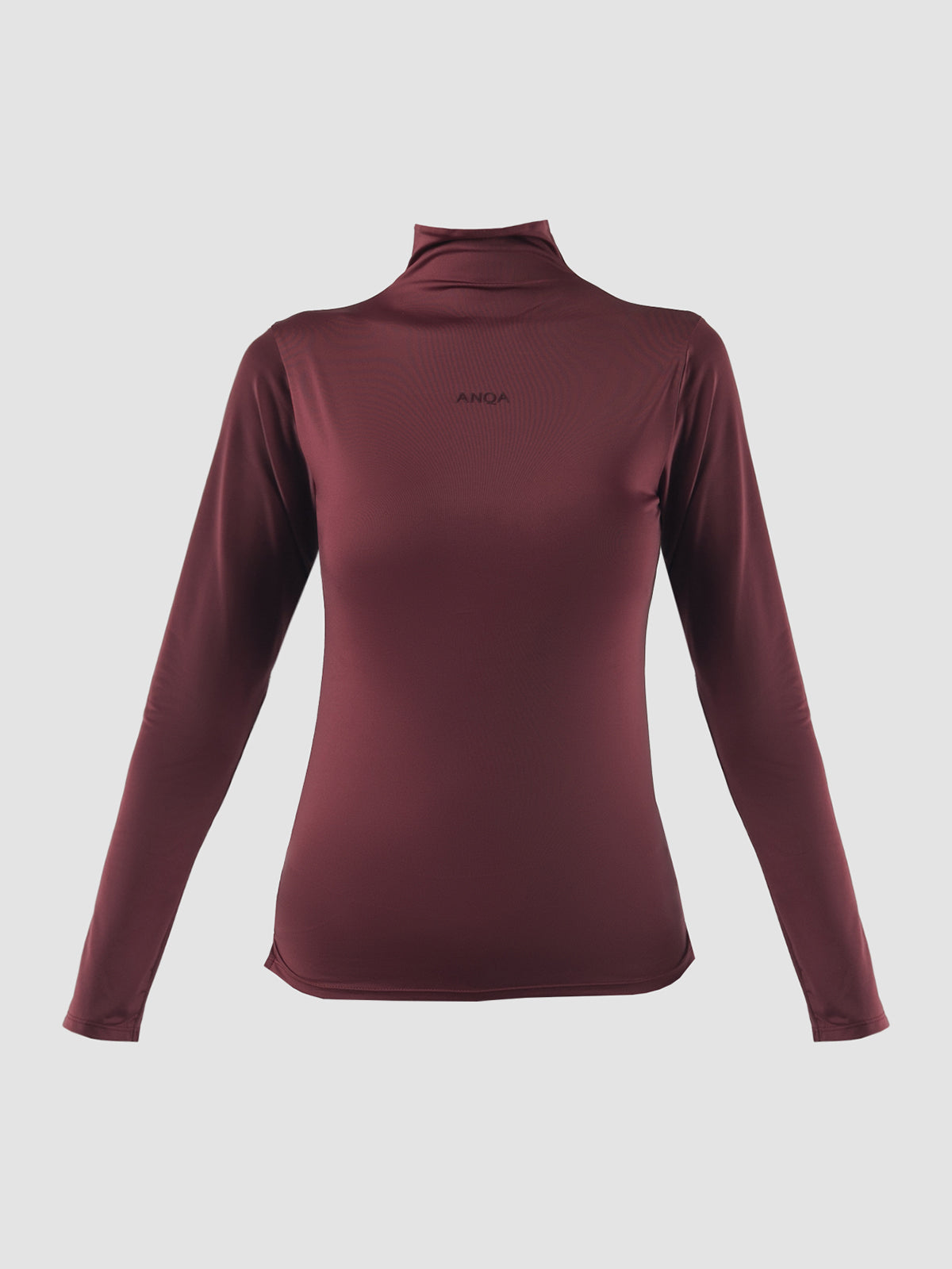 Burgundy turtleneck long-sleeved inner top