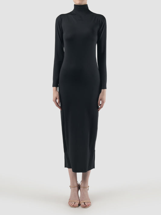 Black turtleneck long dress