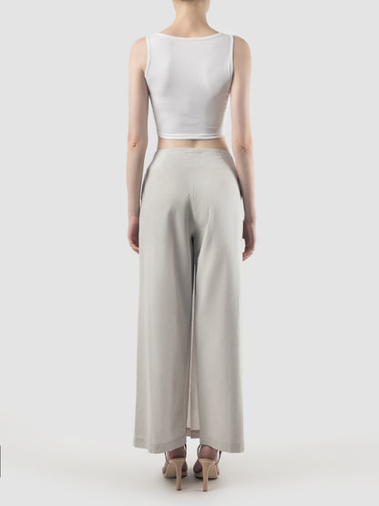 Silver Fen pleated-wrap wide-leg pants