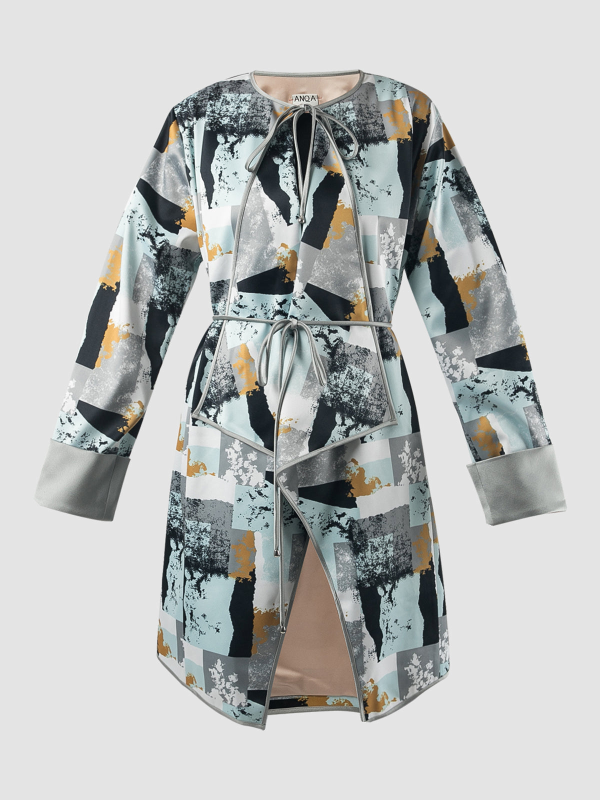 Cloud mist blue Fen outerwear with abstract prints