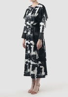 Black Jinia abstract print pleated maxi dress