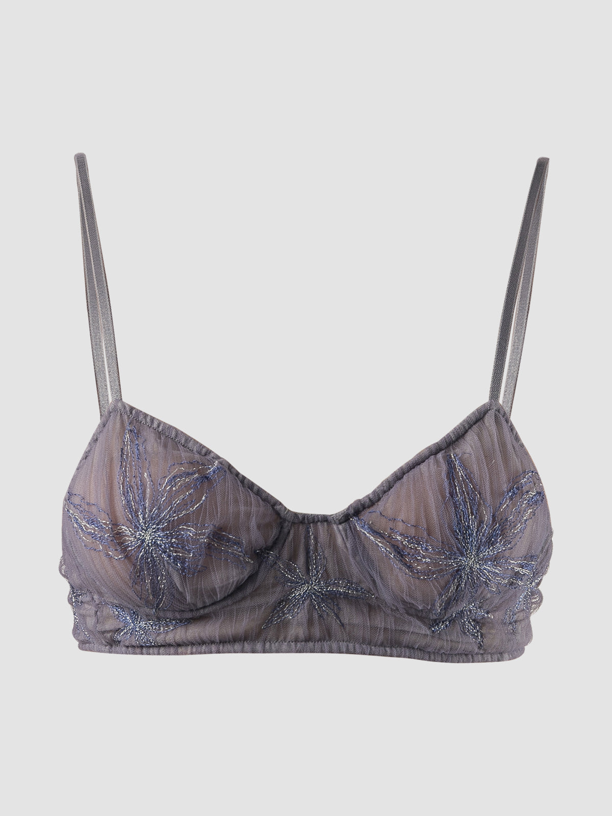 Gorden sheer lilac bralette with lilac-silver embroidery