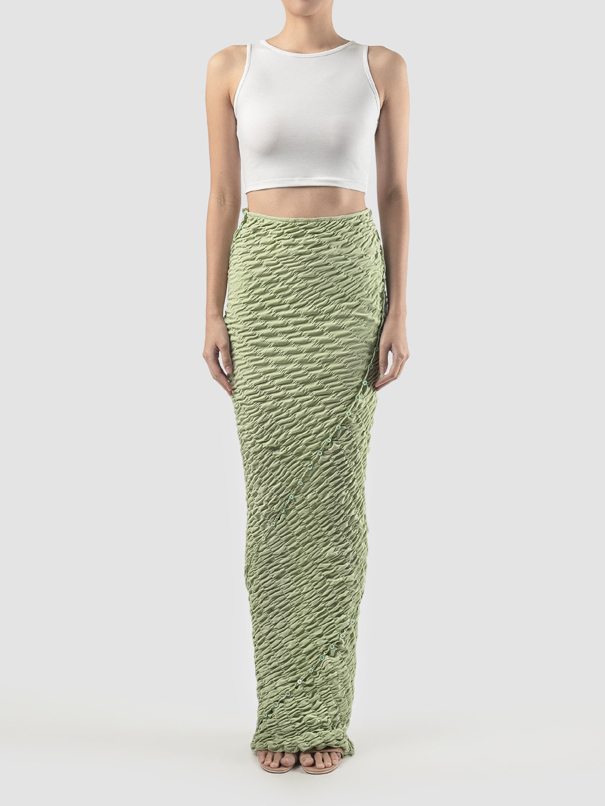 Pistachio green Slanted multiway long skirt