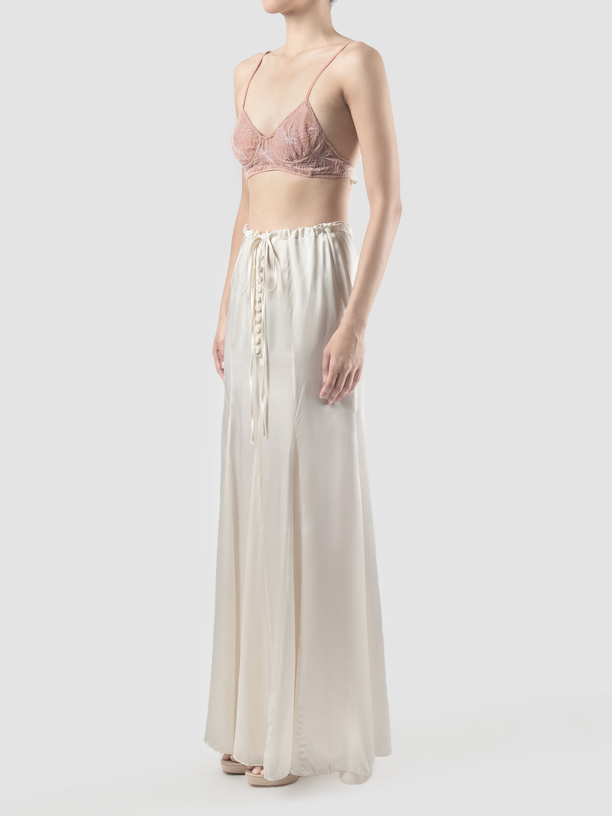 Gorden sheer pink bralette with pink-silver embroidery