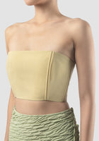 Powder yellow bustier bandeau with floral zipper
